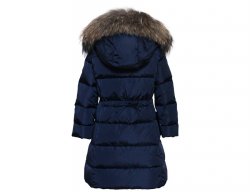 IL GUFO Girls Navy Blue Down Coat with 3D Flowers